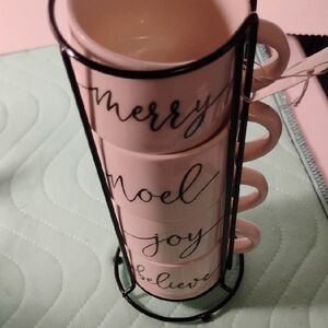 Ceramic Holiday Mug Set with Stand